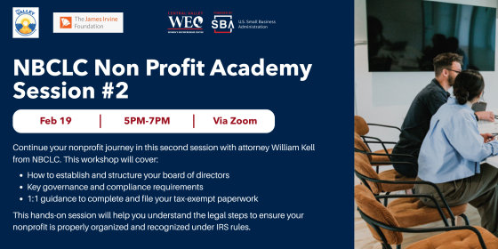 NBCLC Non Profit Academy Session #2 – Building Your Nonprofit Board & Filing for Tax-Exempt Status